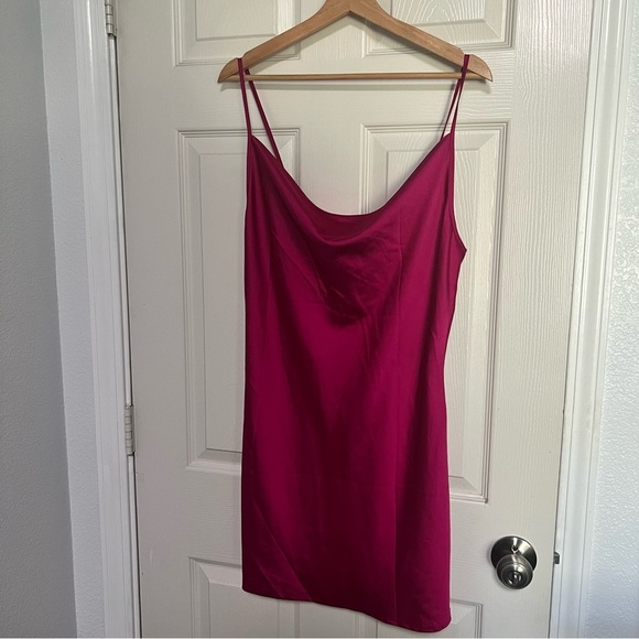 Forever 21 Hot Pink Satin Slip Mini Dress Women’s Size M - Picture 11 of 14